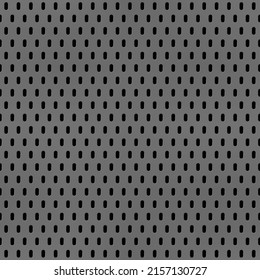 Metal Peg Board Seamless Pattern. Vector Perforated Pegboard Texture With Oval Holes For Mechanic Tools On Grey Background. Garage Bench Organizer Grid, Handyman Workshop Hardware, Household Sheet