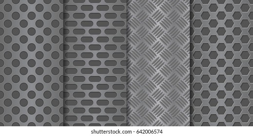 Metal Perforated Background. Seamless Pattern. Vector Illustration