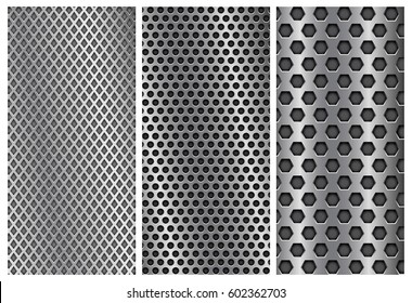 Metal Perforated Backgrounds Brochure Design Templates Stock Vector ...