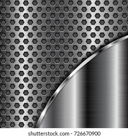 Metal perforated texture. Vector 3d illustration