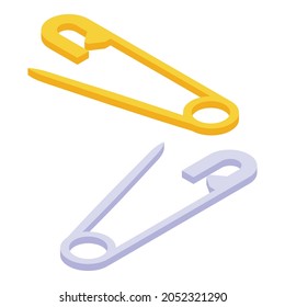 Metal pin icon isometric vector. Safety pin. Safe diaper needle