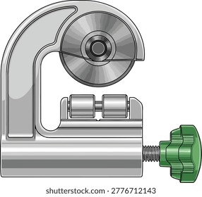 Metal pipe cutter tool with green adjustable knob and cutting wheel plumbing tool construction equipment diy hand hardware equipment adjustment precision engineering plumbing