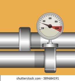 Metal pipe and gauge vector background