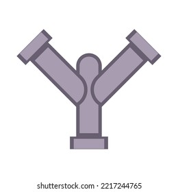 Metal pipe. Icon for pipeline and water tube construction. Industrial pipe for water or gas. Factory element connection equipment with flange. Part canalization vector illustration