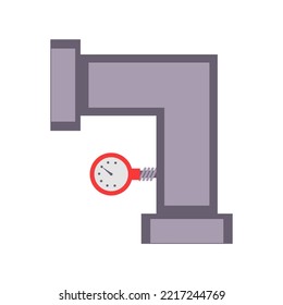 Metal pipe. Icon for pipeline and water tube construction. Industrial pipe for water or gas. Factory element connection equipment with flange. Part canalization vector illustration