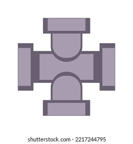 Metal pipe. Icon for pipeline and water tube construction. Industrial pipe for water or gas. Factory element connection equipment with flange. Part canalization vector illustration