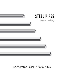 Metal pipe. Steel tubes banner. Vector illustration isolated on white background