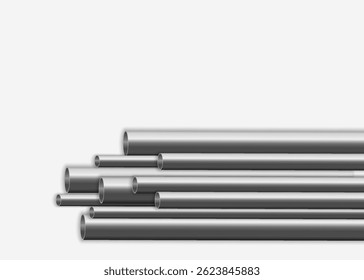 Metal pipe tube pipeline copper background round 3d factory industry construction engineering silver steel iron aluminum plumbing manufacturing gas storage structure sewer industrial