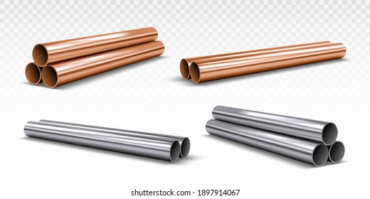 Metal pipes isolated on transparent background