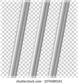 Metal pipes on a transparent background. Vector illustration of a parallel pipe.