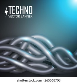 Metal pipes vector banner. 