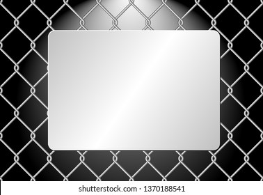 metal plaque on wire mesh background