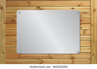 metal plaque on wooden slats background