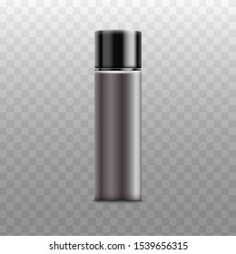 Metal or plastic bottle sprayer for perfume, deodorant or freshener, realistic vector mockup illustration isolated on transparent background. Cosmetic product packaging.