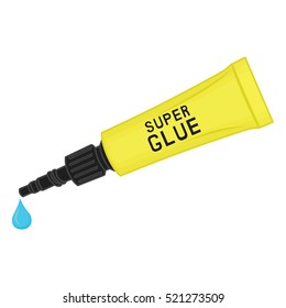 metal plastic  tube of super glue, Vector illustration of yellow tube with super glue.