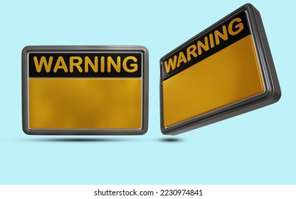 metal plat warning symbol icon 3d render design