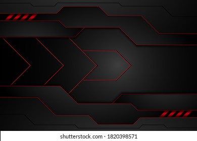 metal plate black and contrast red stripes on steel. template modern technology design background. vector illustration
