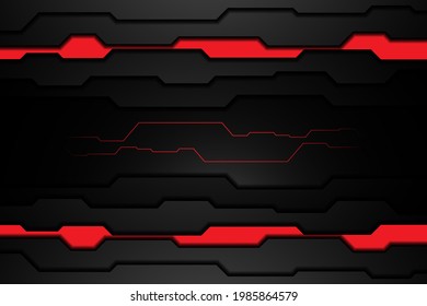 metal plate black and contrast red stripes on steel template modern technology design background. vector illustration