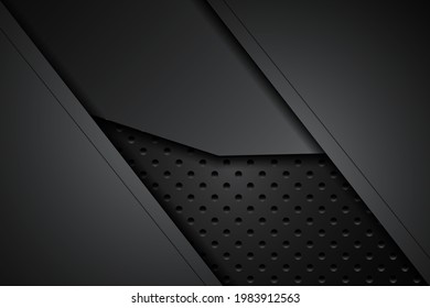 metal plate black and shadow line on steel mesh. template modern technology design background. vector illustration