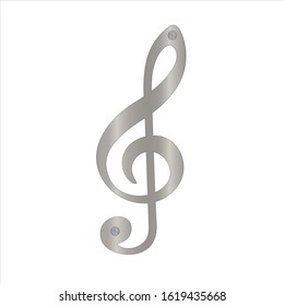 Metal plate G-Clef icon. Vector Illustration on white background
