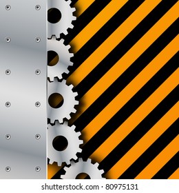 Metal plate and gears on grunge vector