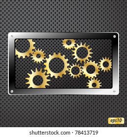Metal plate and gears vector