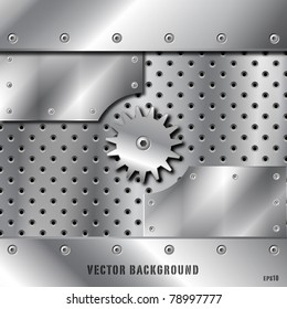 Metal plate and gears vector