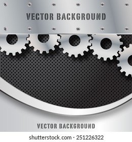 Metal plate and gears vector background