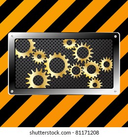 Metal plate and gears vector on grunge