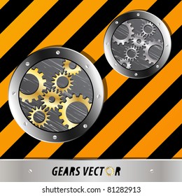 Metal plate and gears vector on grunge