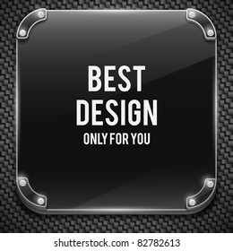 Metal plate on carbon background (vector illustration)