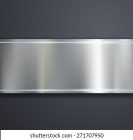 A metal plate on a gray background. Vector image.