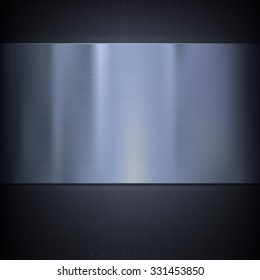 Metal plate over grate texture, stainless steel metal with place for your text, vector illustration for your design.