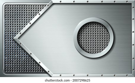 Placa metálica con parte perforada. Ilustración vectorial.