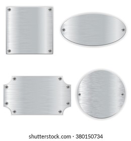 Metal plate with screw head.  Vector illustration isolated on white background.