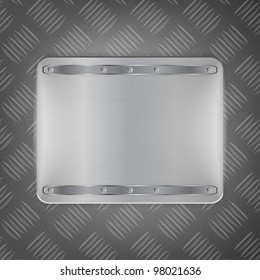 Metal plate with screw on the metal background