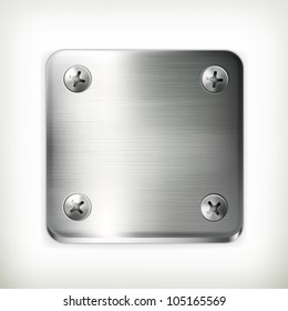 Metal plate with screws, vector