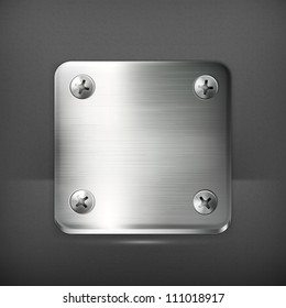 Metal plate with screws, vector
