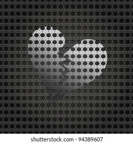 Metal plate texture with Heart, element for design, vector illustration