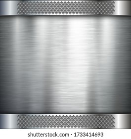 Metal plate texture polished metal background, vector illustration.