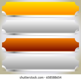 metal plates, plaques. precious metal plaque, button, banner backgrounds, shapes