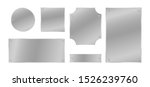 Metal plates with rivets set. Silver colored badges. Vector design elements