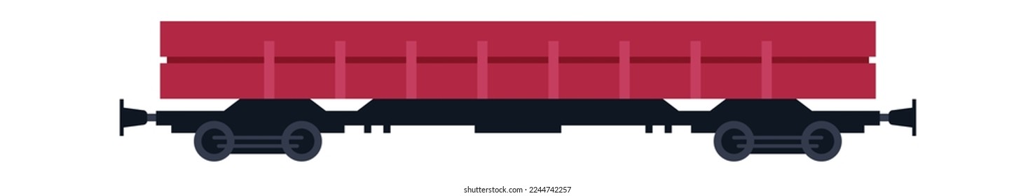 Plataforma metálica Train con icono plano de vagón de mercancías Logística. Ilustración del vector