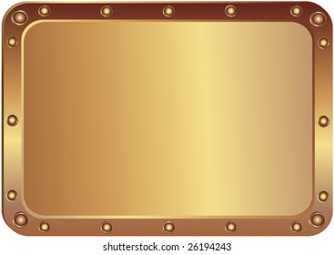 Metal  platinum with the rounded corners with round metal rivets