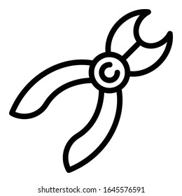 Metallzangen-Symbol. Umriss der Vektorillustration von Metallzangen für Webdesign einzeln auf weißem Hintergrund