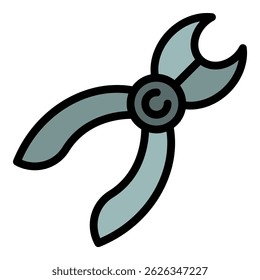 Metal pliers icon. Outline metal pliers vector icon color flat isolated