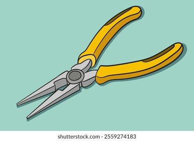 Metal Pliers Tool with Rubber Handle vector illustration.Hand tools for repair, construction, building and maintenance.Mechanic and Electrician work tool equipment object icon concept. 