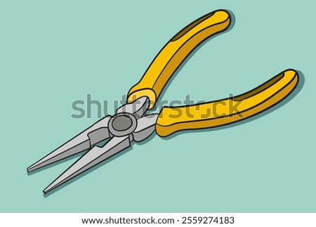 Metal Pliers Tool with Rubber Handle vector illustration.Hand tools for repair, construction, building and maintenance.Mechanic and Electrician work tool equipment object icon concept. 