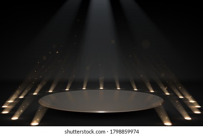 Metal podium with spot lights effect