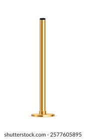 Metal pole, stand or pillar with polished surface. Gold realistic vertical cylinder pipe. 3D vector illustration.